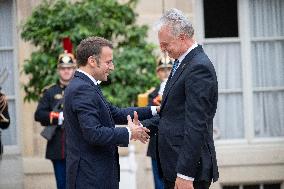 Macron Welcomes Lithuanian President at The Elysee Palace - Paris