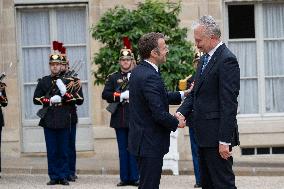 Macron Welcomes Lithuanian President at The Elysee Palace - Paris