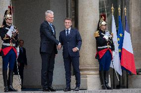 Macron Welcomes Lithuanian President at The Elysee Palace - Paris