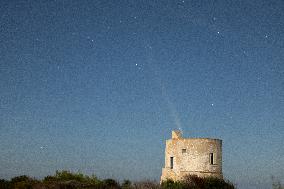 Comet Tsuchinshan-ATLAS (C/2023 A3) Appears Over Torre del Pizzo, Gallipoli, Italy