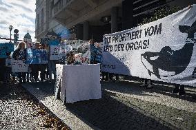 Singer Sarah Connor And PETA Protest In Front Of TUI Travel Agency