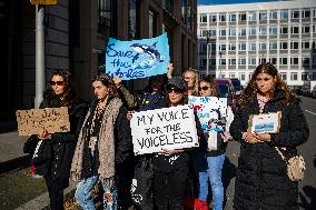 Singer Sarah Connor And PETA Protest In Front Of TUI Travel Agency