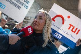 Singer Sarah Connor And PETA Protest In Front Of TUI Travel Agency