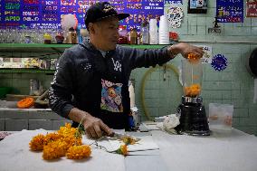 Small Producers In Xochimilco Prepare For The Day Of The Dead In Mexico