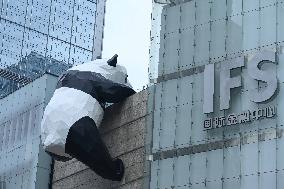 Wall-climbing Giant Panda Sculpture in Chengdu