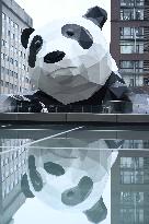 Wall-climbing Giant Panda Sculpture in Chengdu