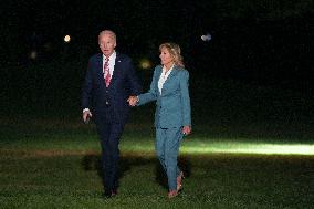 President Joe Biden and first lady Dr. Jill Biden return to White House