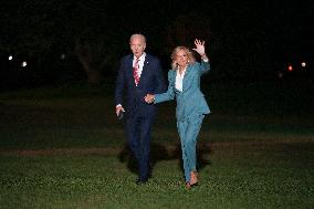 President Joe Biden and first lady Dr. Jill Biden return to White House