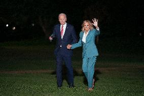 President Joe Biden and first lady Dr. Jill Biden return to White House