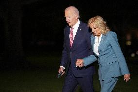 President Joe Biden and first lady Dr. Jill Biden return to White House