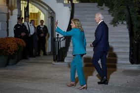 President Joe Biden and first lady Dr. Jill Biden return to White House