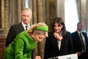 Belgium Royal Couple Visit To The Hotel De Ville - Paris