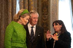 Belgium Royal Couple Visit To The Hotel De Ville - Paris