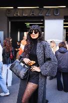 Celebrity Arrivals At Max Mara Fashion Show During The Milan Women's Fashion Week Spring/Summer 2025 In Milan