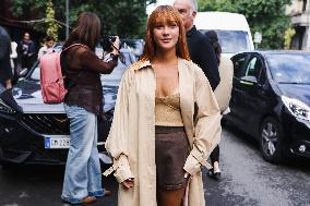 Celebrity Arrivals At Max Mara Fashion Show During The Milan Women's Fashion Week Spring/Summer 2025 In Milan