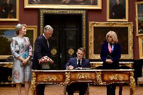 Belgium Royal Couple At Castle Of Chantilly