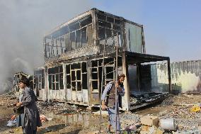 Market catches fire in Afghanistan's Kandahar