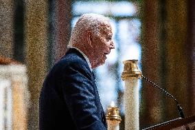 President Biden delivers eulogy for Ethel Kennedy in DC