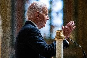 President Biden delivers eulogy for Ethel Kennedy in DC