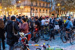 Rally In Tribute To The Killed Cyclist - Paris