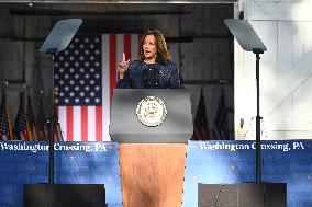 U.S. Vice President Kamala Harris At Country Over Party Themed Campaign Rally In Washington Crossing Pennsylvania