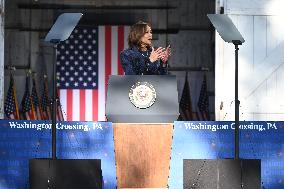 U.S. Vice President Kamala Harris At Country Over Party Themed Campaign Rally In Washington Crossing Pennsylvania