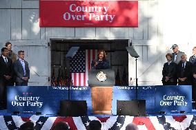 U.S. Vice President Kamala Harris At Country Over Party Themed Campaign Rally In Washington Crossing Pennsylvania