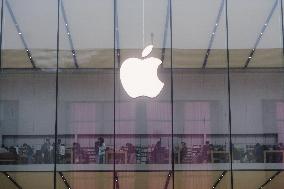 An iPhone Apple's flagship store in Hangzhou