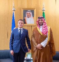 President Macron Meets Saudi Arabia's Crown Prince MBS - Brussels