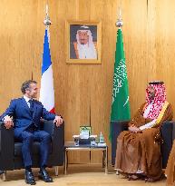 President Macron Meets Saudi Arabia's Crown Prince MBS - Brussels