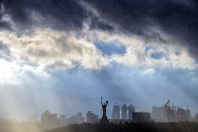 Kyiv skyline in autumn