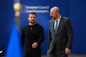 European Council Summit Brussels - Ukraine's President Volodymyr Zelensky