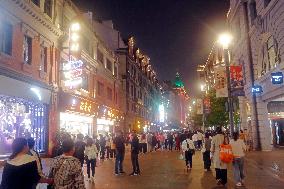 Future Cyberpunk Digital City Block in Shanghai