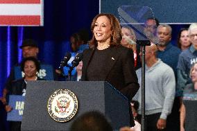 Kamala Harris Tim Walz US Presidential Campaign Rally in Michigan