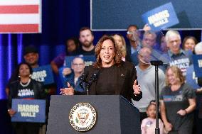 Kamala Harris Tim Walz US Presidential Campaign Rally in Michigan