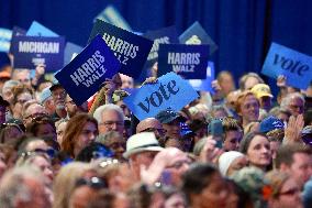 Kamala Harris Tim Walz US Presidential Campaign Rally in Michigan