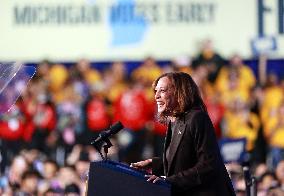 Kamala Harris Tim Walz US Presidential Campaign Rally in Michigan