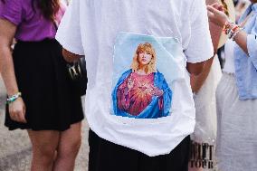 Taylor Swift Fans Gather Outside The San Siro Stadium For The Italian Concert Of The Eras Tour In Milan