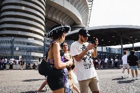 Taylor Swift Fans Gather Outside The San Siro Stadium For The Italian Concert Of The Eras Tour In Milan