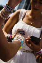 Taylor Swift Fans Gather Outside The San Siro Stadium For The Italian Concert Of The Eras Tour In Milan