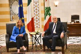 Italian Prime Minister Giorgia Meloni In Beirut