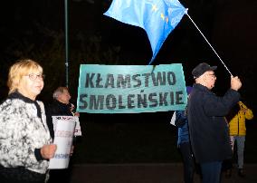 Protest Against Jaroslaw Kaczynski's Visit To Wawel Hill In Krakow