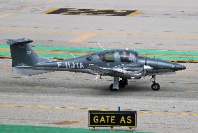 Diverse aircraft on the takeoff runway