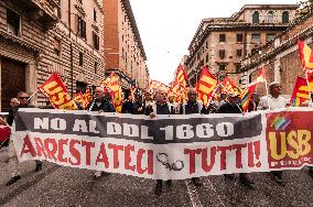 Demonstration Against The Approval Of The Security Bill In Rome, Italy