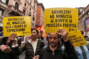 Demonstration Against The Approval Of The Security Bill In Rome, Italy