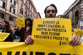 Demonstration Against The Approval Of The Security Bill In Rome, Italy