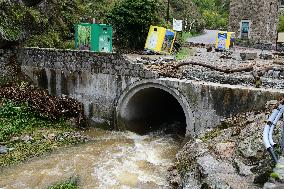 A Collapsed Road After Flooding In The Rhone Valley