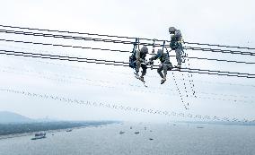 A UHV Trans-Yangtze River Transmission Line Maintenance