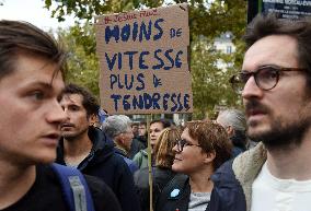 Rally In Tribute To The Killed Cyclist - Paris