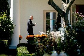 US President Joe Biden on the South Lawn of the White House